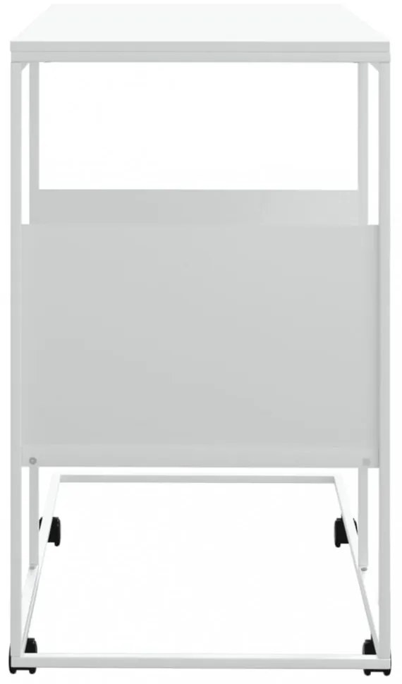 fehér szerelt fa kisasztal kerekekkel 55x36x63,5 cm