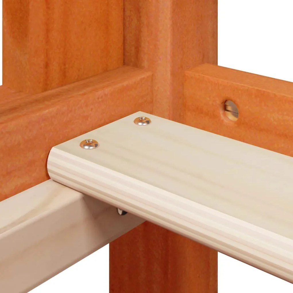 viaszbarna tömör fenyőfa magasított ágy tetővel 90 x 190 cm