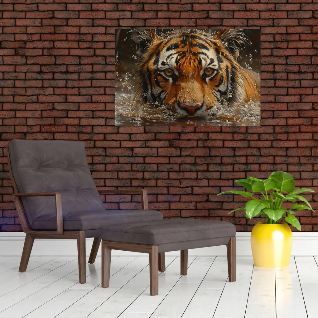 Kép - Portré egy tigris a vízben (90x60 cm)