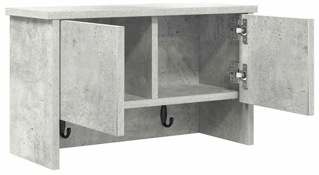 Fali Kabáthorog polcokkal Beton szürke 50 x 20 x 30 cm Faanyag