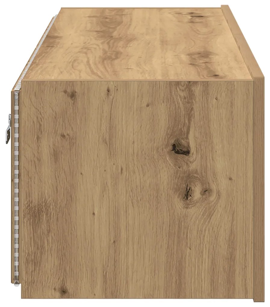 TV faliszekrény LED világítással, Kézműves tölgy 100x35x31 cm
