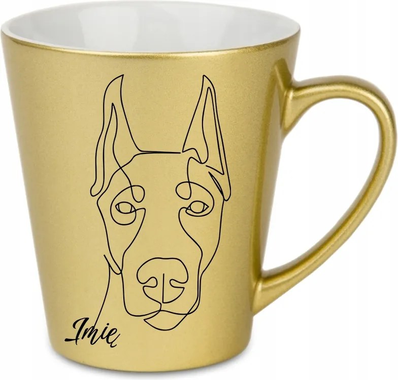 Bögre Latte Gyöngyház Arany Kutyabarát Doberman Kutya Név Mix Minták