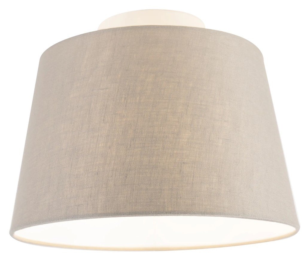 Mennyezeti lámpa vászon árnyékolóval, taupe színű, 25 cm - Combi fehér