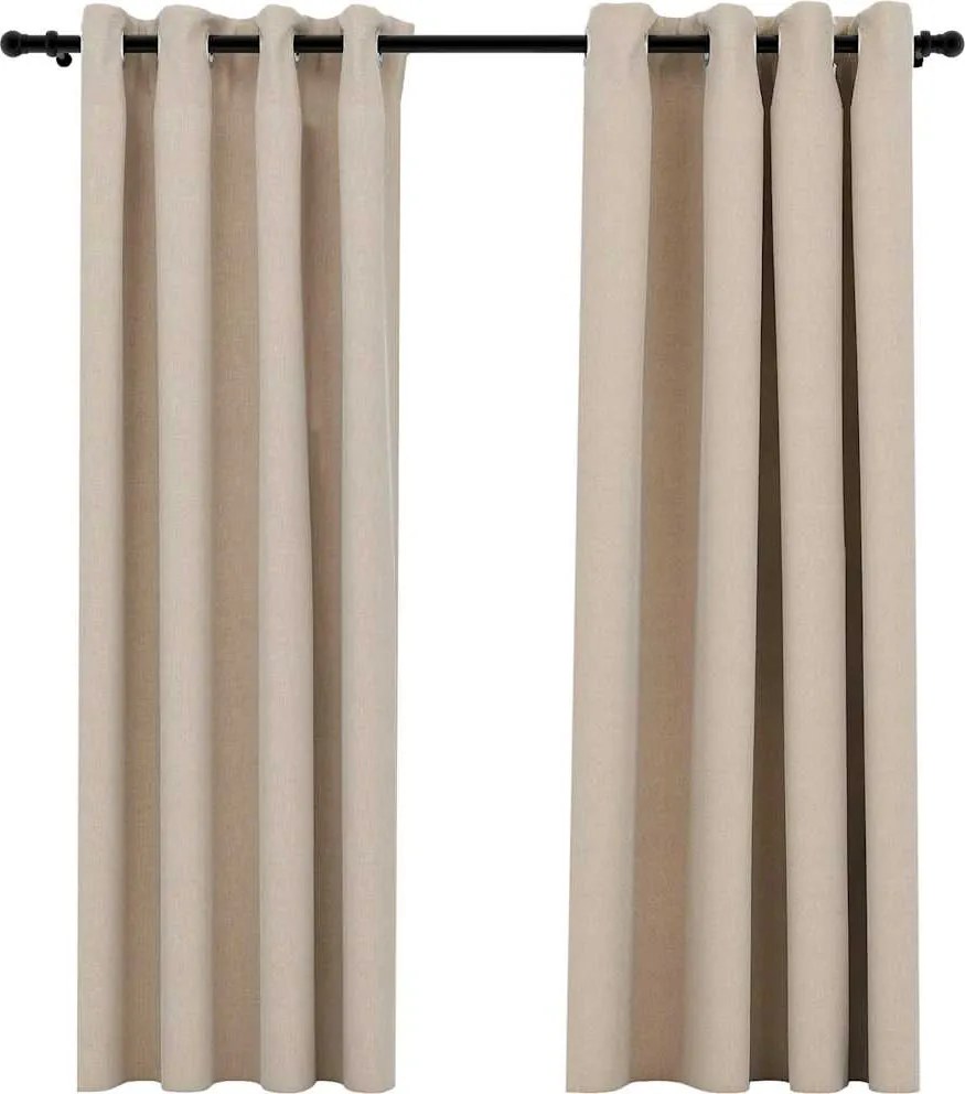 vidaXL 2 db bézs vászonhatású sötétítőfüggöny 140 x 175 cm