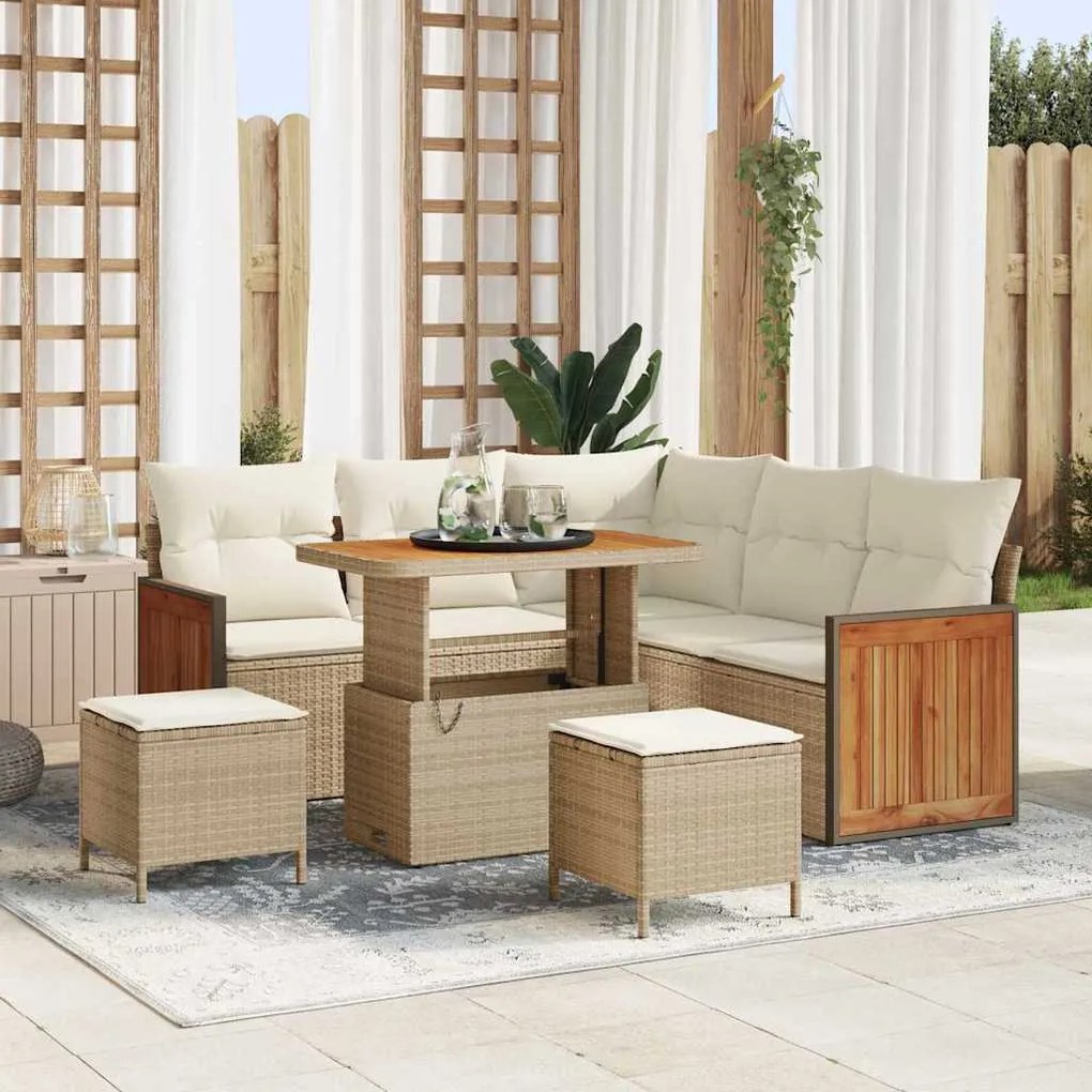 Kerti Kanapé Szett 8 pcs Beige és krém 90 x 55 x 71 cm