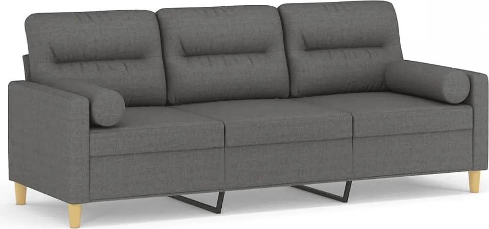 vidaXL 3 személyes sötétszürke szövet kanapé díszpárnákkal 180 cm
