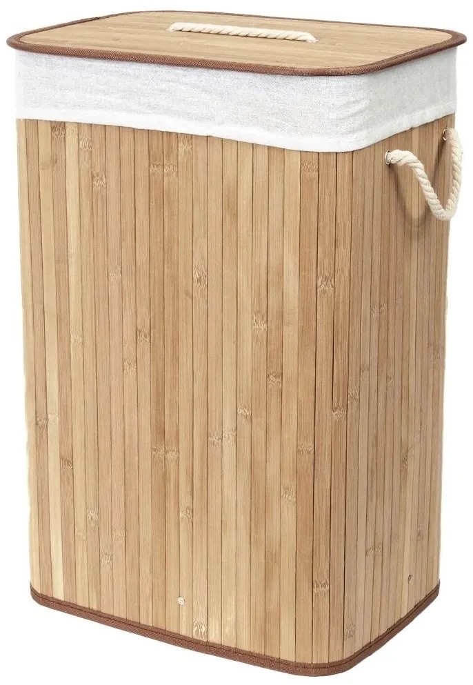Compactor Bamboo szennyestartó kosár, szögletes,természetes