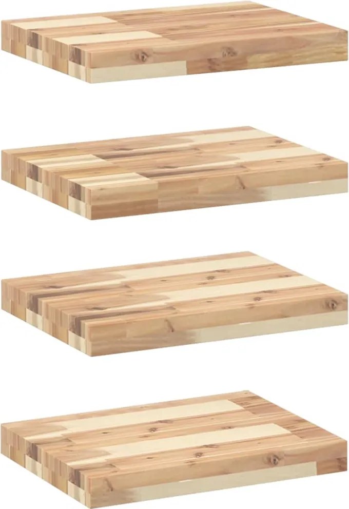 vidaXL 4 db kezeletlen tömör akácfa függőpolc 60 x 30 x 4 cm