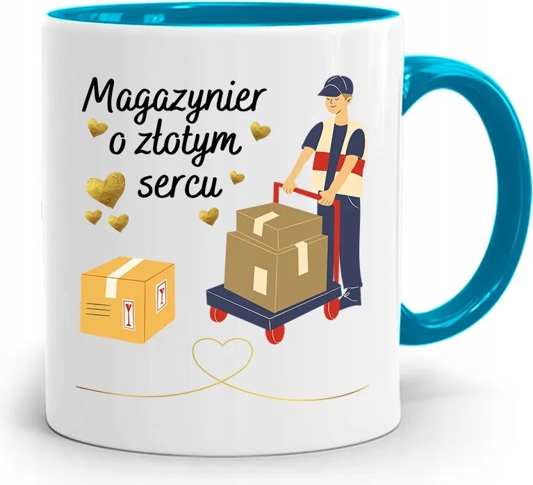 Kék Bögre Arany Szívű Raktárosnak, fényképes nyomattal