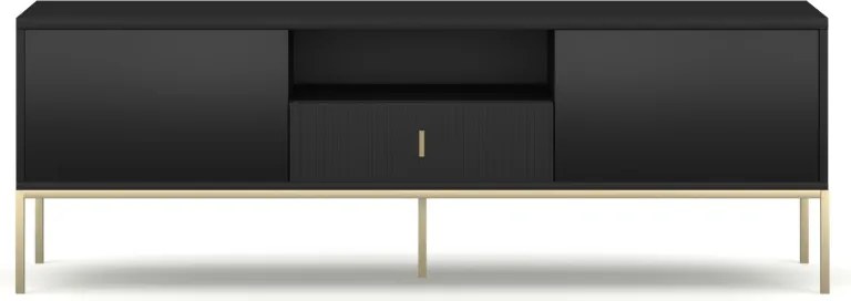 Komód 2 ajtóval és 1 fiókkal fekete színben arany fogantyúkkal – MAGGIORE MA01