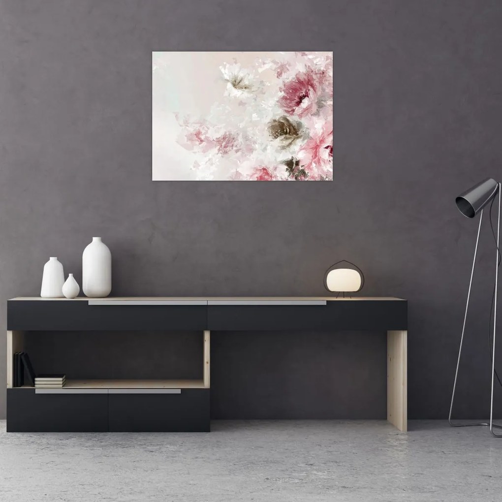 Kép - Festés rózsaszín virágok (70x50 cm)