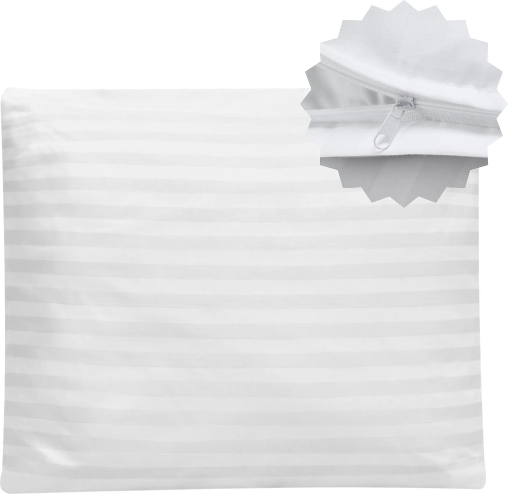 Szállodai párnahuzat Adamaszek 70x80 Fehér csíkos 1cm Pamut Adamaszkusz