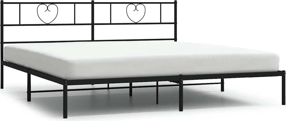 vidaXL fekete fém ágykeret fejtámlával 180 x 200 cm