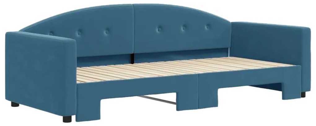 kék kihúzható szövet heverő 90 x 200 cm