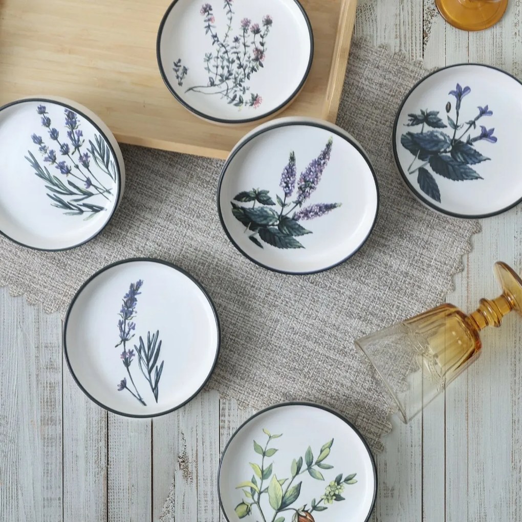 6 darab 14 cm-es Herbal fajansz tálkészlet