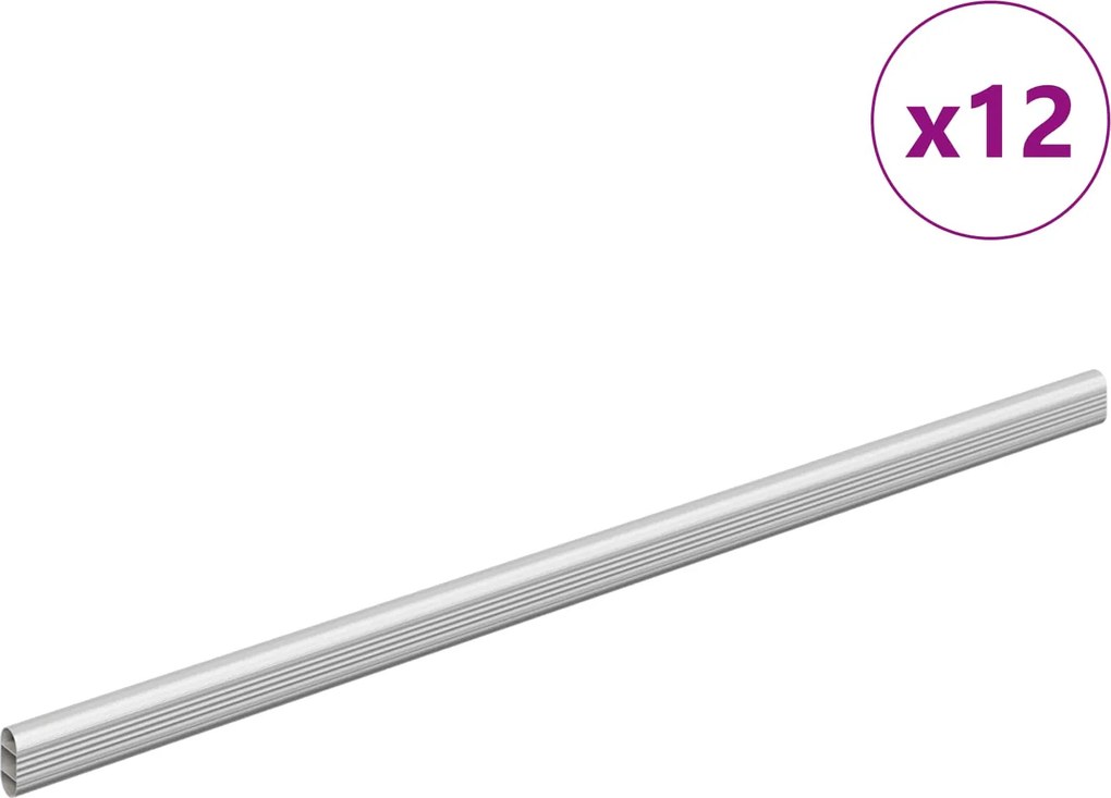 vidaXL Szekrény rúd 12 pcs Ezüst 764 x 15 x 29 mm Alumínium ötvözet