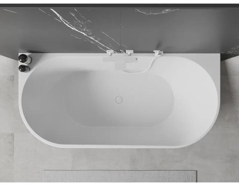Mexen Oval, szabadon álló fali kád 180 x 80 cm, fehér-fekete, fehér túlfolyó, 52671808075-20