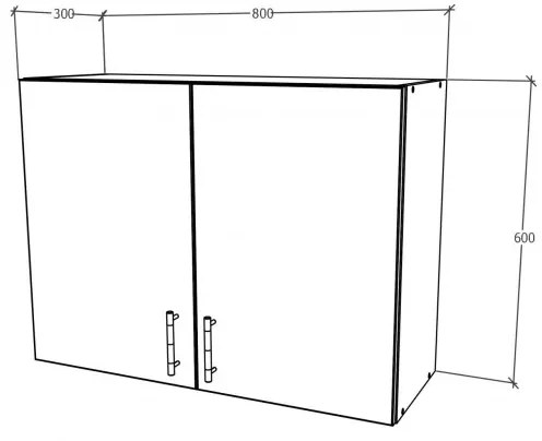 Benita 2 ajtós Felső konyhaszekrény Antracit-Fehér 80x30x60 cm