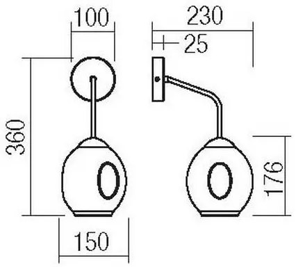 Redo 01-2617 - Fali lámpa PIERCE 1xE27/42W/230V arany/füstös