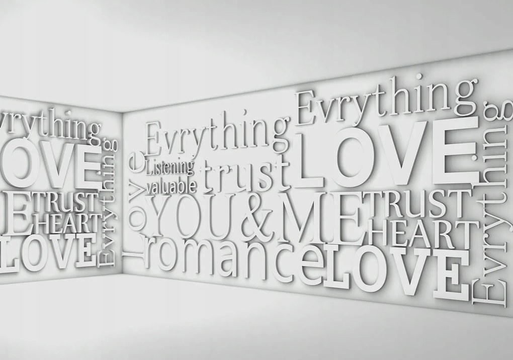 Fotótapéta Szavak Szerelem Bizalom Romantika You&amp;me szürke 300x210 +ragasztó
