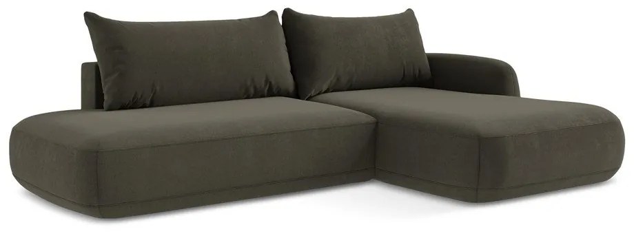 Barna kinyitható sarokkanapé (jobb oldali-heverő résszel) Hale – Makamii