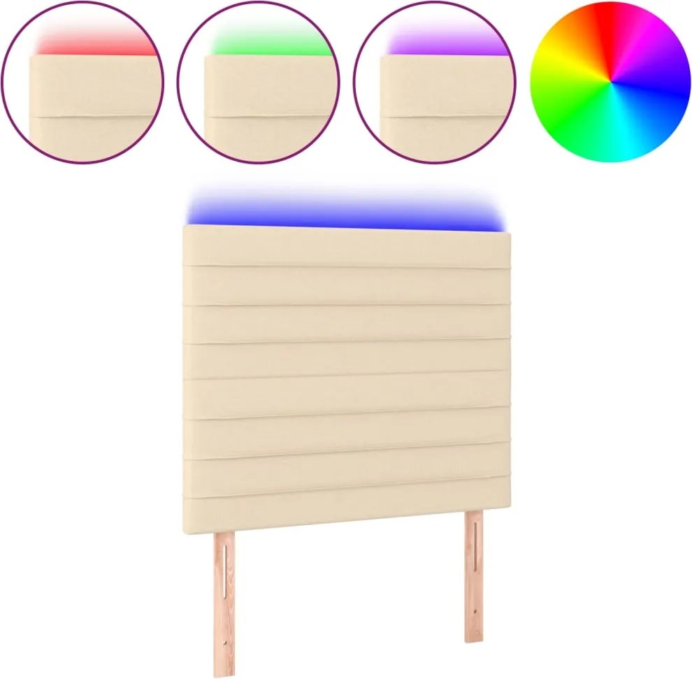 vidaXL krémszínű szövet LED-es fejtámla 90x5x118/128 cm