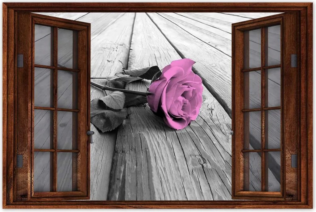 Poszterek 120x80 Régi rózsa Rózsa a deszkákon