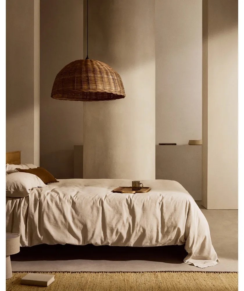 Szürkésbézs kétszemélyes hosszabbított lenkeverék ágyneműhuzat 260x240 cm Simmel – Kave Home