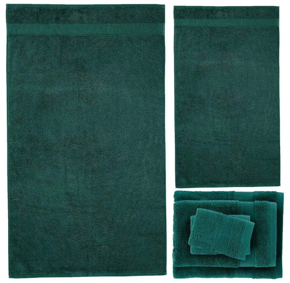 Sötétzöld frottír pamut törölköző és fürdőlepedő készlet 6 db-os Anti-Bacterial – Catherine Lansfield