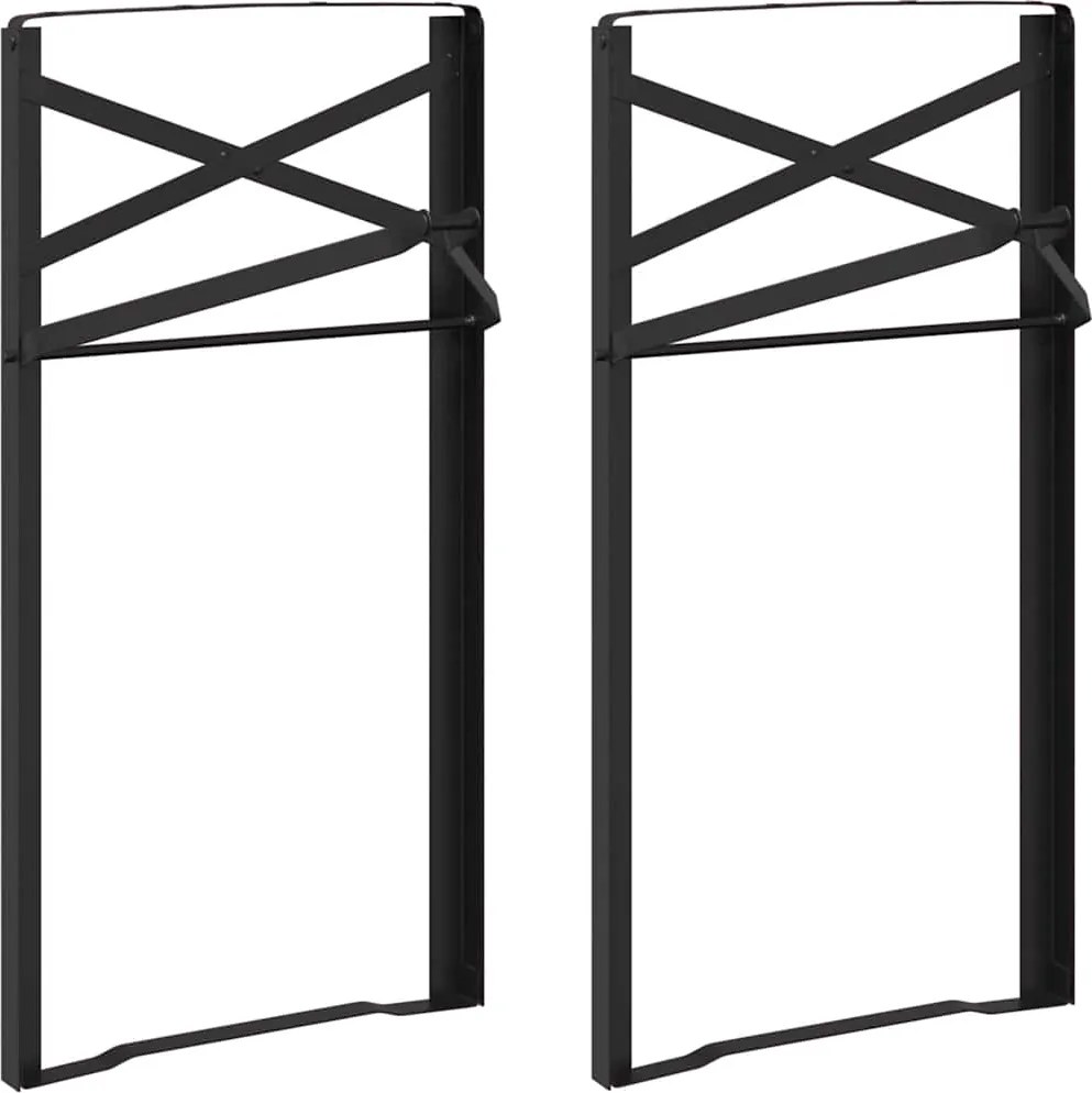 vidaXL Sörasztal láb 2 pcs Fekete 39 x 3 x 75 cm Porszórt acél