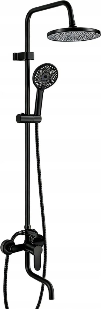 Fürdőszobai Fali Zuhany Csaptelep Szett Esőztetővel, Fekete