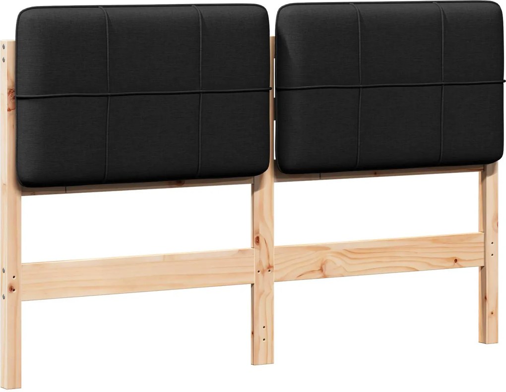 vidaXL Kárpitozott fejtámla Barna és fekete 135 cm Tömör fenyőfa
