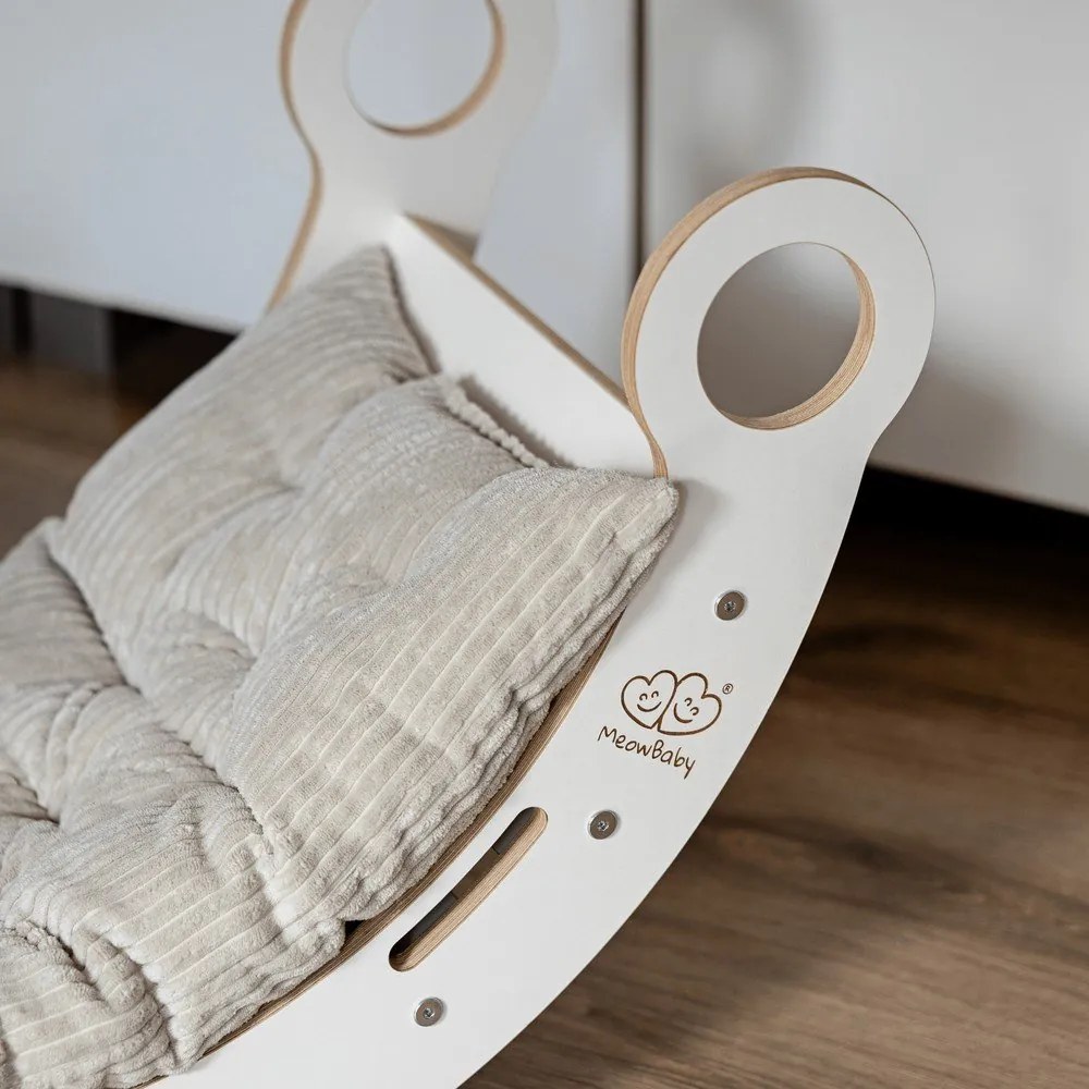 Fehér-bézs borovi fenyő hinta 39x75x38 cm Montessori – Meowbaby