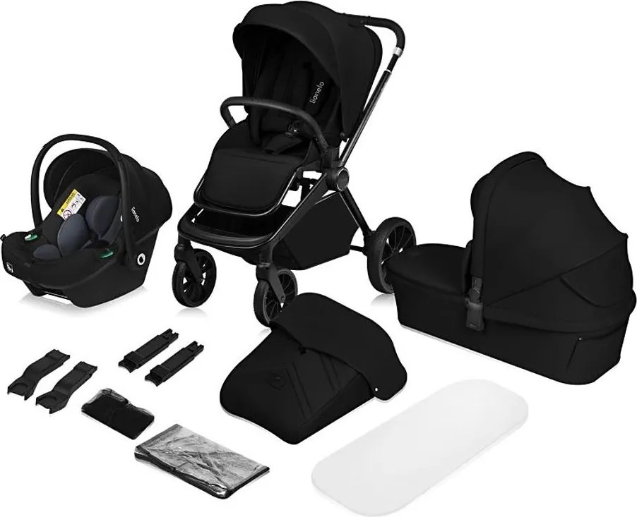Lionelo - Kombinált 3 az 1-ben babakocsi MIKA PLUS Fekete ónix