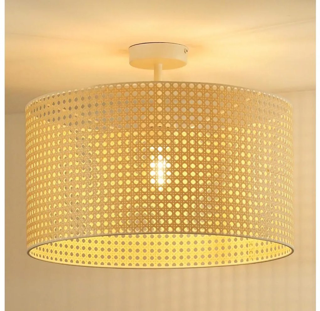 Duolla - Felületre szerelhető csillár ROLLER RATTAN 1xE27/15W/230V átm. 45 cm bézs