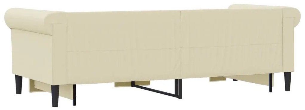 krémszínű kihúzható műbőr heverő 90 x 200 cm