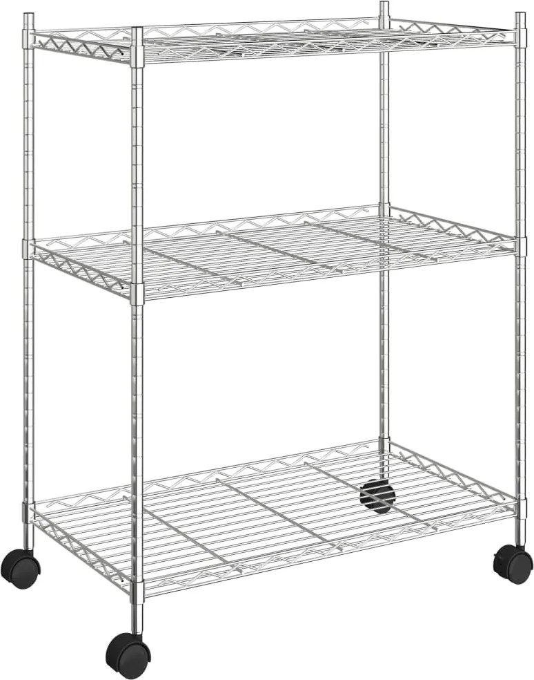 vidaXL 3 szintes króm tárolóállvány kerekekkel 150 kg 60 x 35 x 81 cm