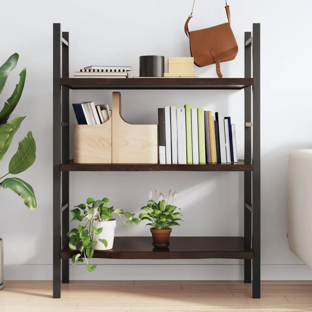 sötétbarna kezelt tömör tölgyfa fali polc 100x60x(2-4) cm