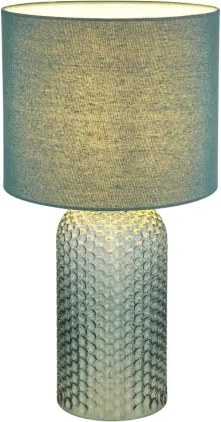 Globo 21735BG Asztali lámpa, üveg világos zöld, textil halvány zöld, kábel PVC fehér, billenőkapcsoló a kábelen, ø: 265mm, M: 500mm, kábel hossza 1300mm, 1x E27 60W 230V izzó nélkül