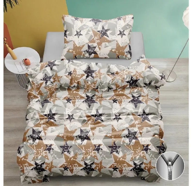 BROWN STARS fehér pamut ágyneműhuzat Ágyneműhuzat mérete: 70 x 90 cm | 140 x 200 cm