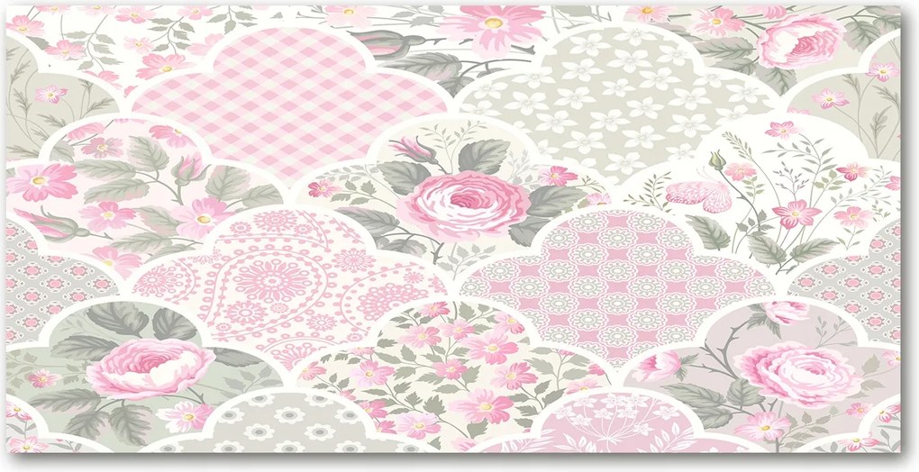 Konyhai panel Rózsák és díszek 140x70 cm Ragasztó