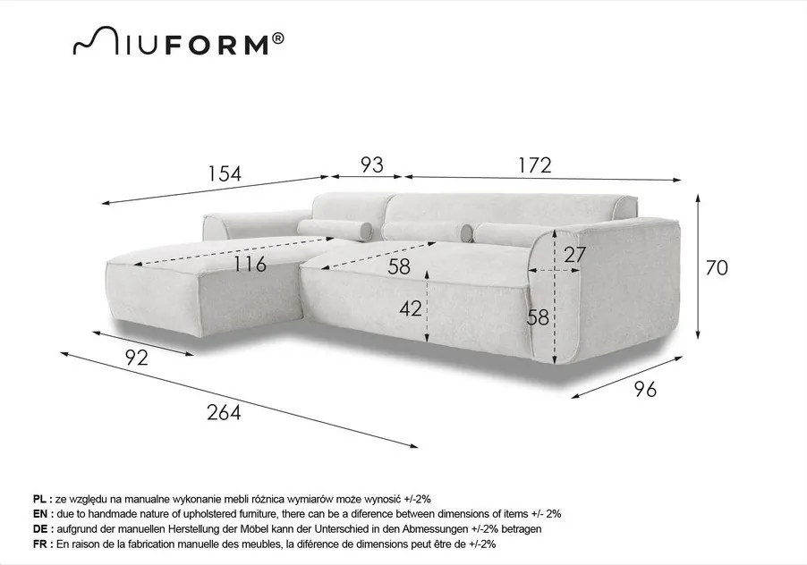 Bézs sarokkanapé (bal oldali) Flex Felix – Miuform
