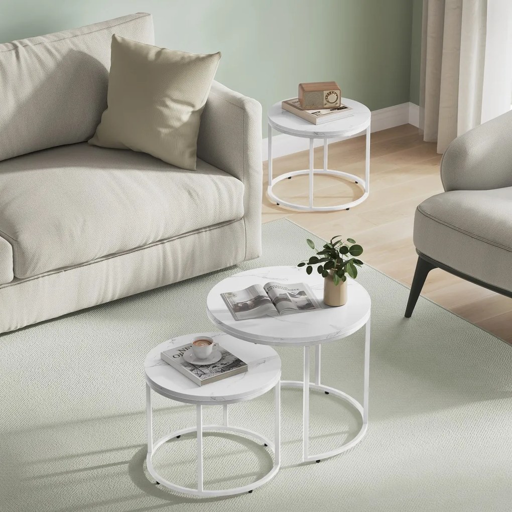 MARLON konferenciaasztal szett 2 db, fehér márvány dekorációval