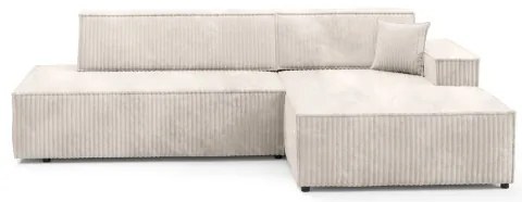 TERAMO L-alakú, ággyá alakítható jobb oldali sarokülőgarnitúra tárolóval, bézs