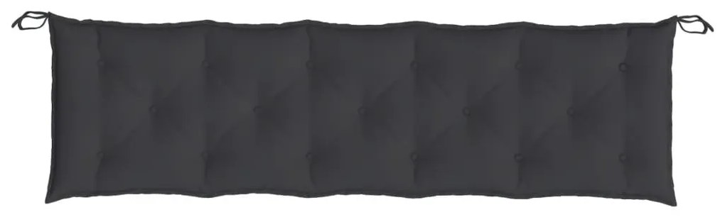 2 db fekete oxford szövet kerti padpárna 180 x 50 x 7 cm