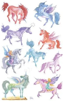 Matrica, papír, 2 ív, 76x120 mm, AVERY ZWECKFORM, Z-Design No.53148, unikornisok (AY53148)