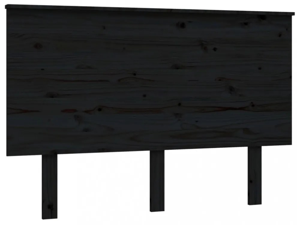 fekete tömör fenyőfa ágyfejtámla 124x6x82,5 cm