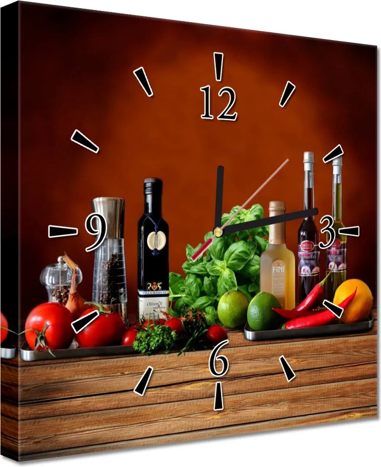 Faliórák 30x30 Zöldségek Gyümölcsök Fűszerek