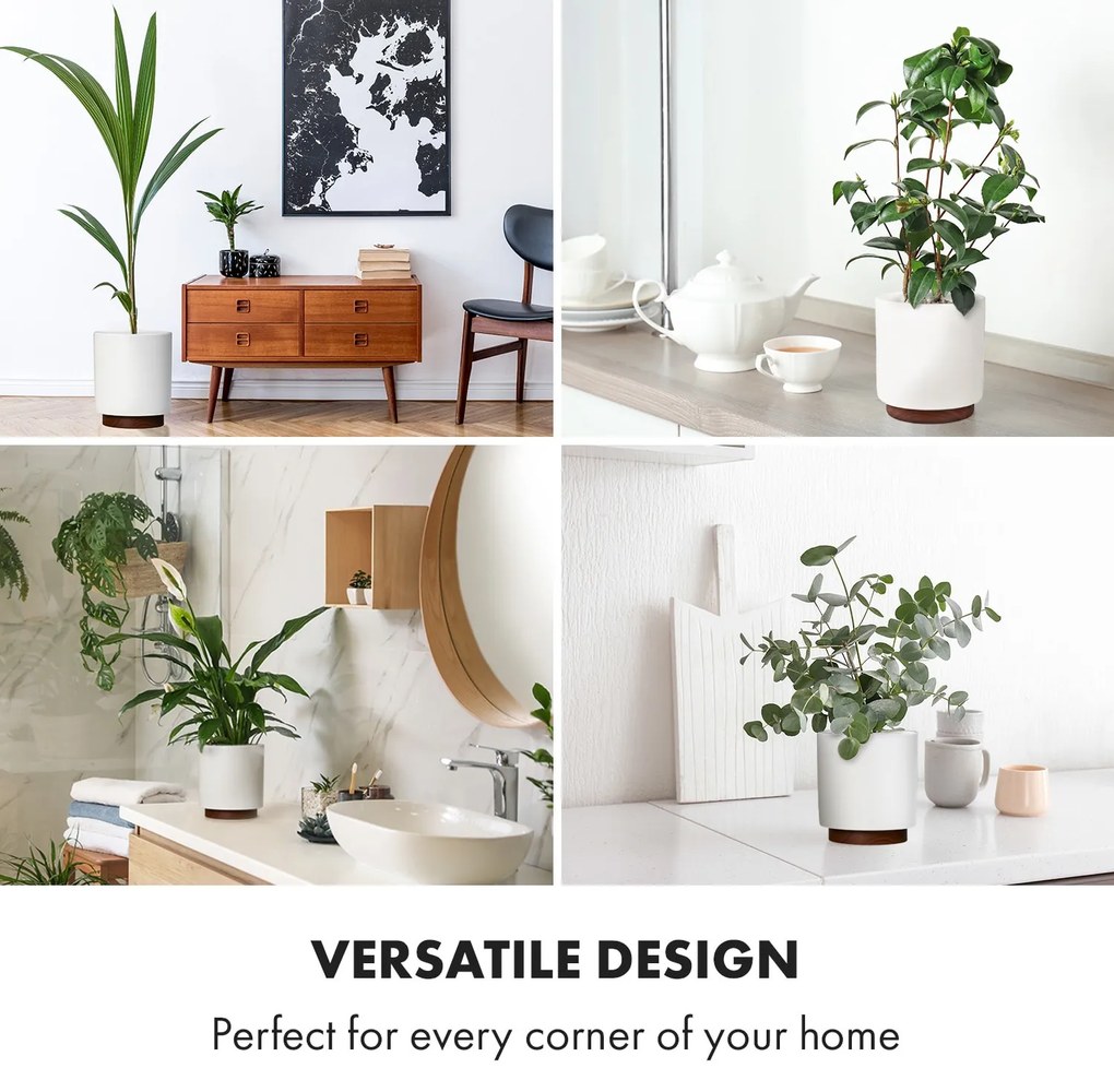Fox & Fern Enspijk, virágcserepek, diófa, Polystone, kézzel készített, 2 méretben