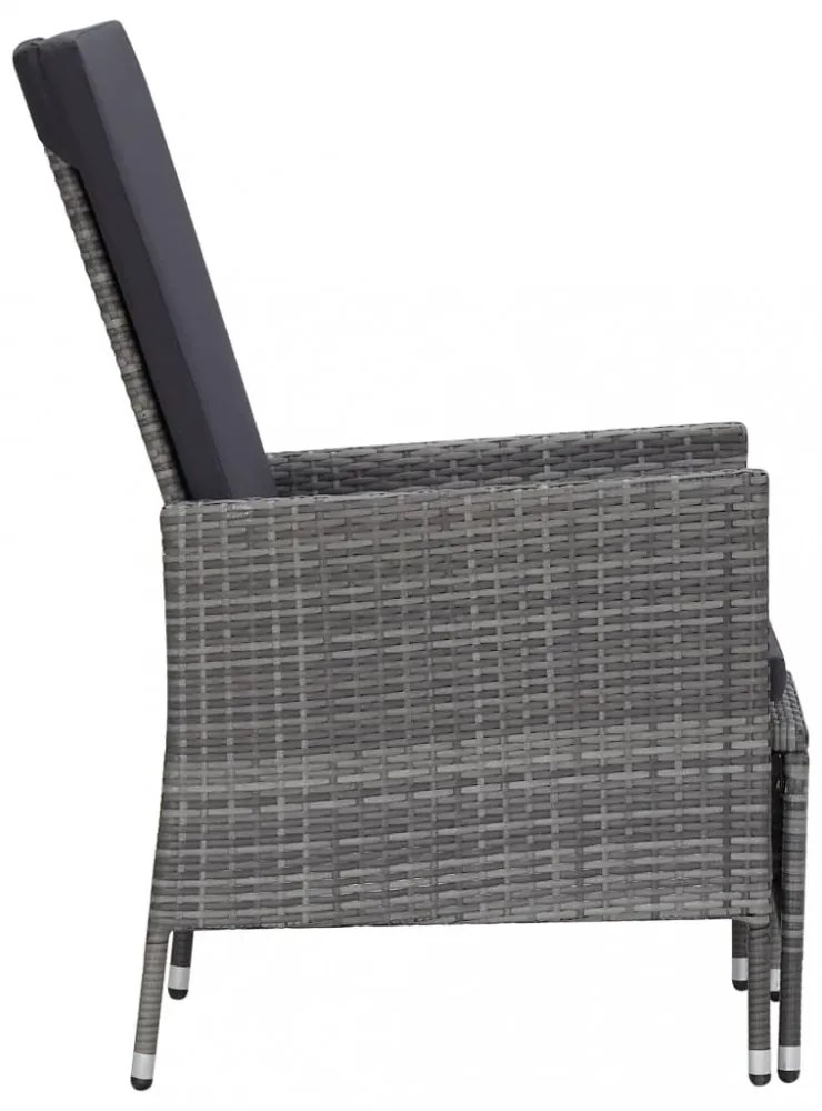 2 részes szürke polyrattan kerti bútorszett párnával